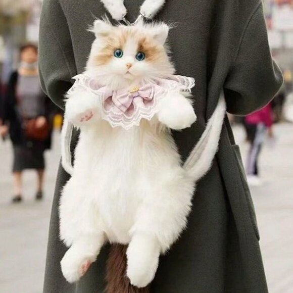 Chongker Cat Shaped Backpack 🐱Handmade Realistic Rag Doll Cat Brand New 🥰 - Picture 2 of 15